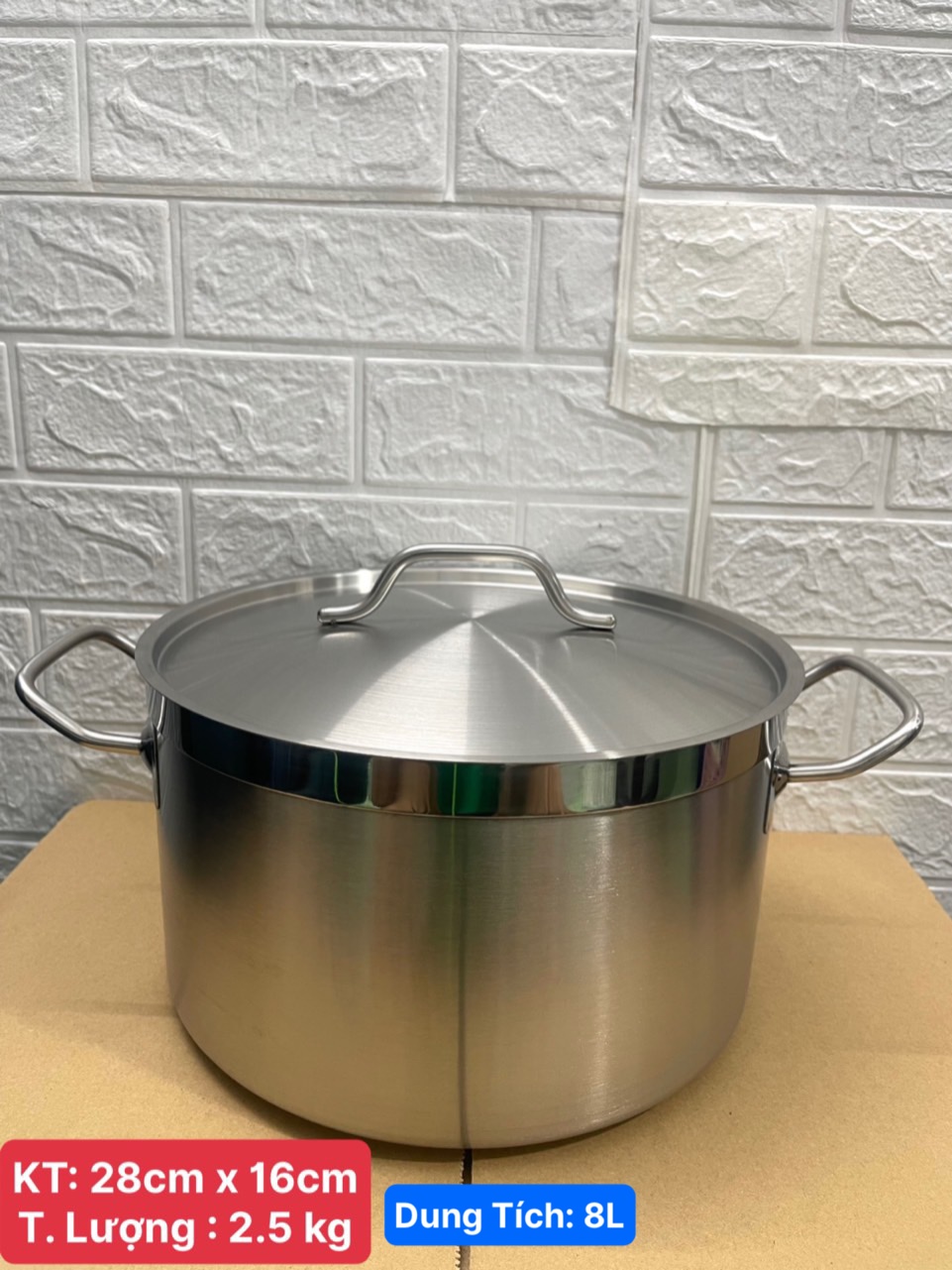 Nồi Inox 2 Quai Cao Cấp 3 Đáy _ Dung Tích: 8Lít _