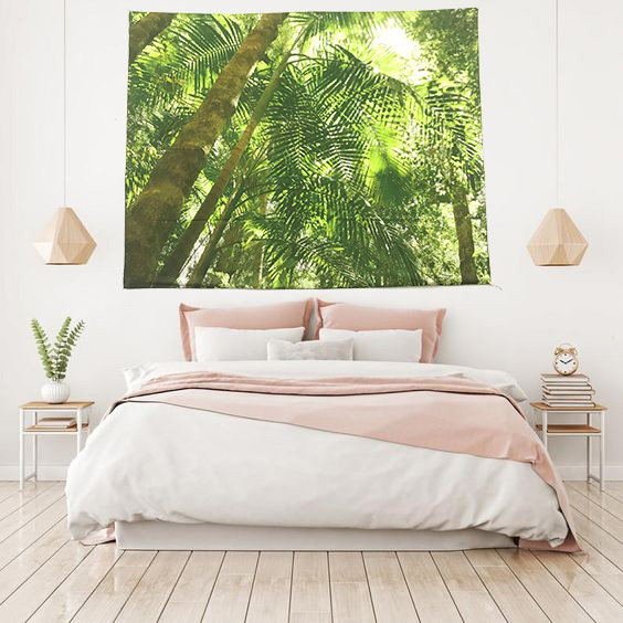 Tranh vải treo tường rừng cây xanh nhiệt đới tươi mát