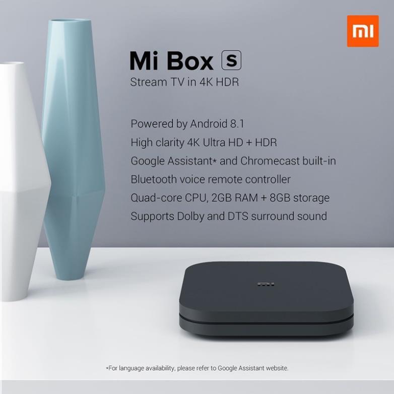 Tivi box Xiaomi Mibox S 4K 4K (3840×2160p) 60fps Bluetooth 4.2 HDR - Hàng chính hãng