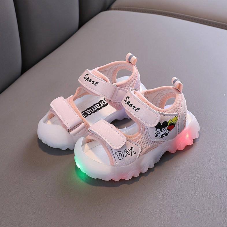 Freeship Sandal Quảng Châu chống vấp hình chuột Mickey có đèn siêu đẹp cho bé mã SL1118