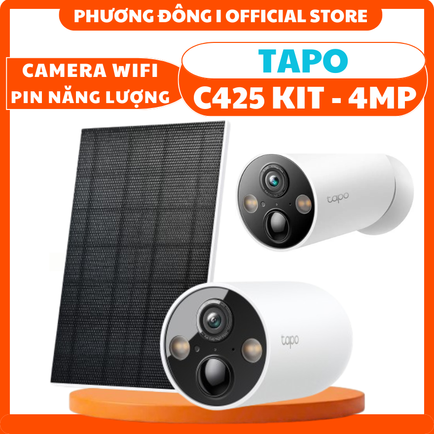 CAMERA WIFI NGOÀI TRỜI TAPO C425 KIT 4MP TẶNG KÈM PIN NĂNG LƯỢNG - CẢNH BÁO ĐÈN VÀ CÒI, TÙY CHỈNH VÙNG CHUYỂN ĐỘNG