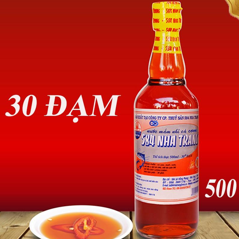 Thùng 6 chai Nước mắm Nhỉ Cá Cơm - 584 Nha Trang - 30 độ đạm - Chai thủy tinh 500ml, Date mới nhất