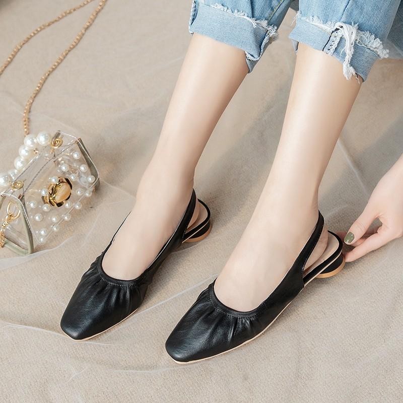 Giày Da Pu Gót Thấp Thiết Kế Thoải Mái