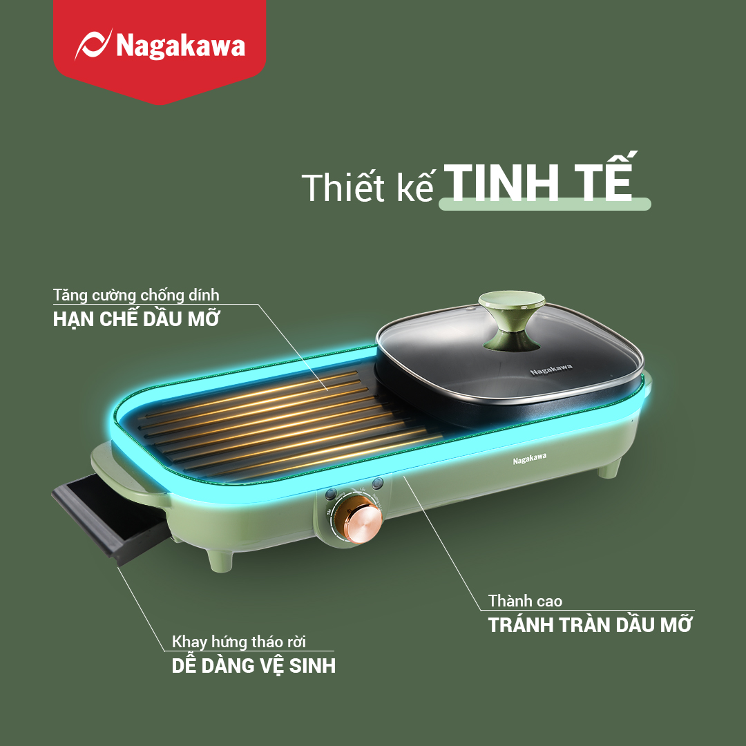 Bếp lẩu nướng điện đa năng Nagakawa NAG3104 - Hàng chính hãng
