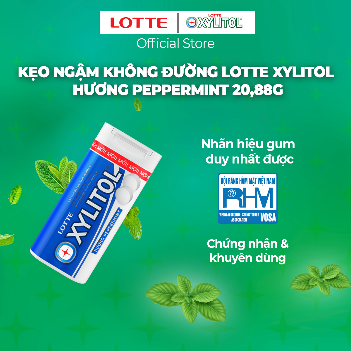 Kẹo ngậm không đường Lotte Xylitol - hương Peppermint 20,88 g