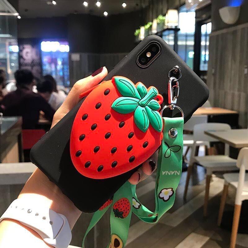 Túi đeo chéo silicon cho bé hình quả dâu dứa bơ đáng yêu