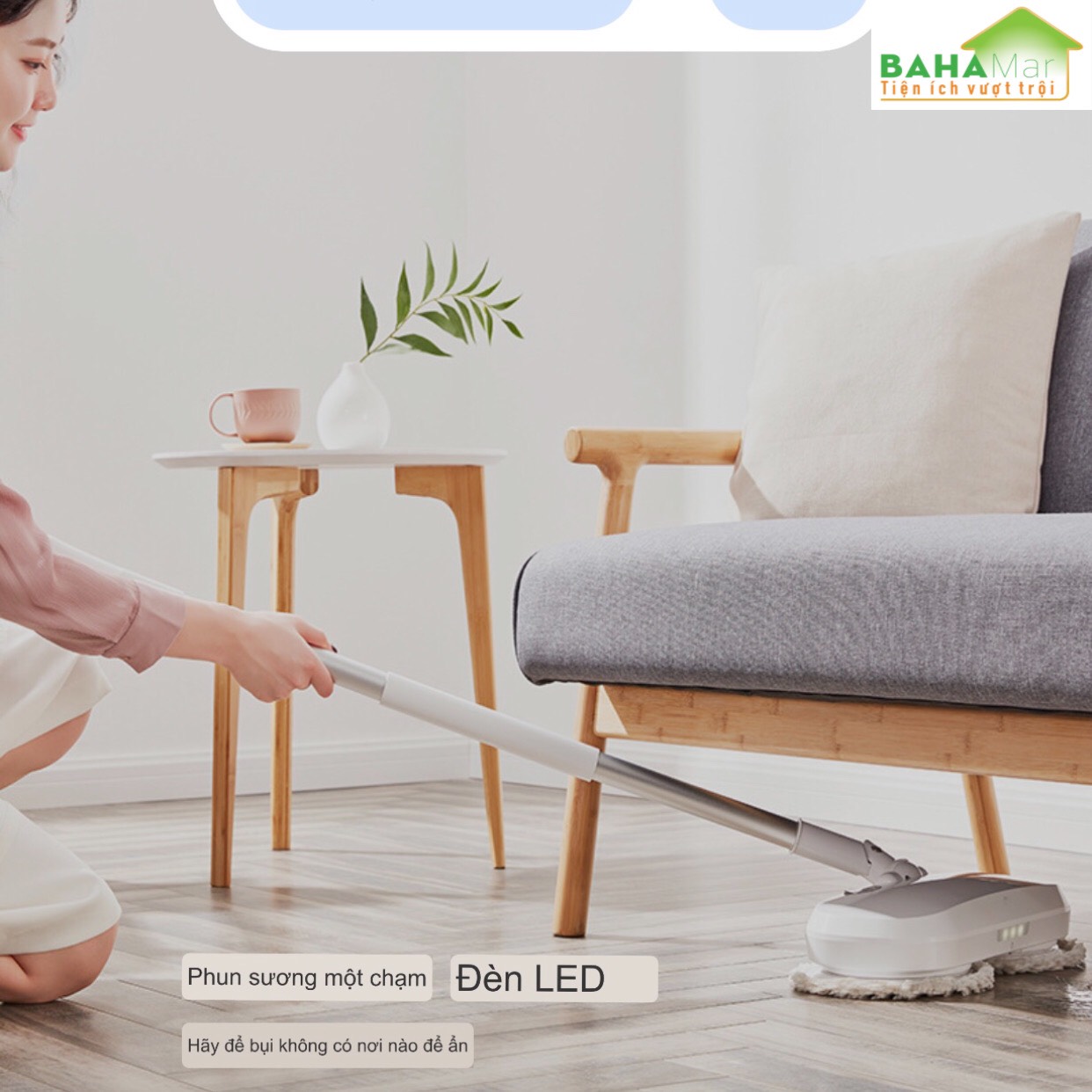 MÁY LAU NHÀ, QUÉT SÀN TỰ ĐỘNG PHUN NƯỚC CẦM TAY CHẠY ĐIỆN KHÔNG DÂY TOMONI "BAHAMAR" có thể phun nước tự động lau sàn và quét sàn