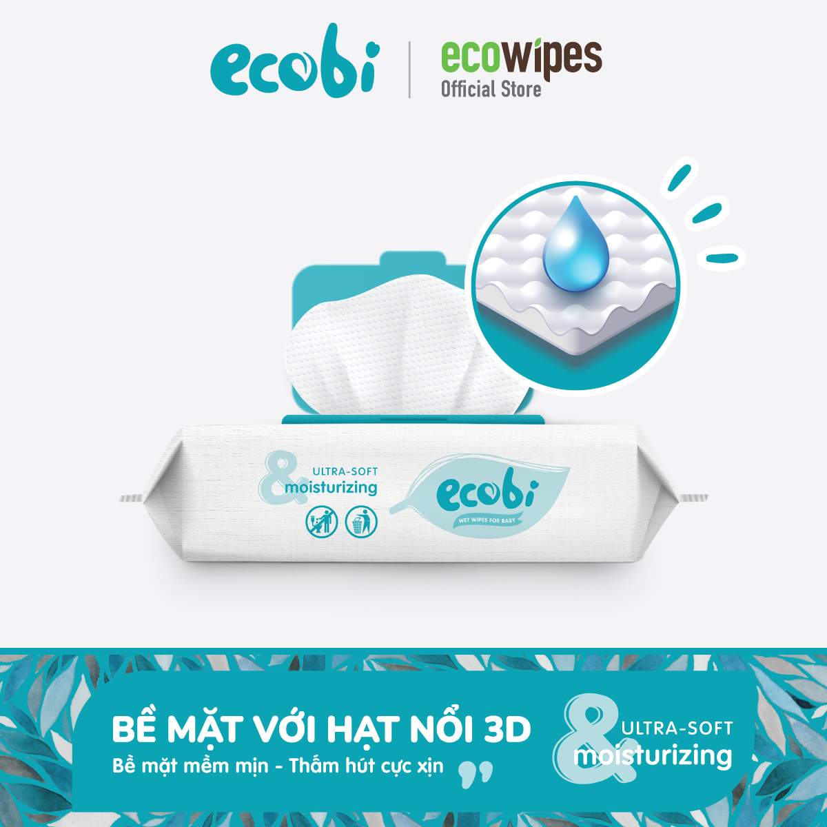 Khăn ướt cho bé Ecowipes gói 80 tờ Ecobi không mùi không paraben an toàn cho làn da nhạy cảm của trẻ sơ sinh