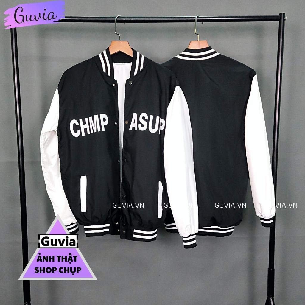 Áo Khoác Dù CHỮ CHMP.ASUP 2 Lớp Form Rộng Nam Nữ Unisex, Áo Gió Bomber Chống Nắng Ulzzang