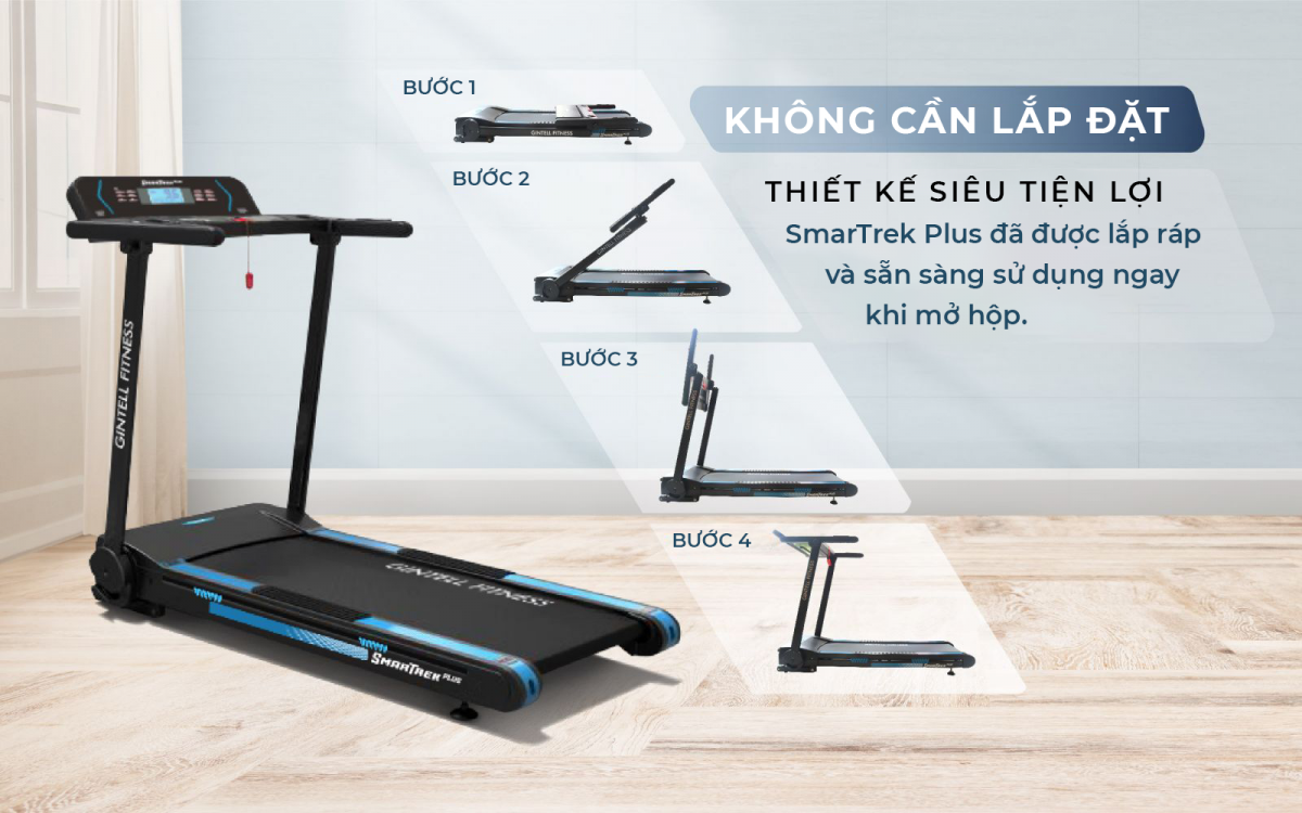 Máy chạy bộ GINTELL SmarTrek Plus | Nâng dốc | Gấp gọn
