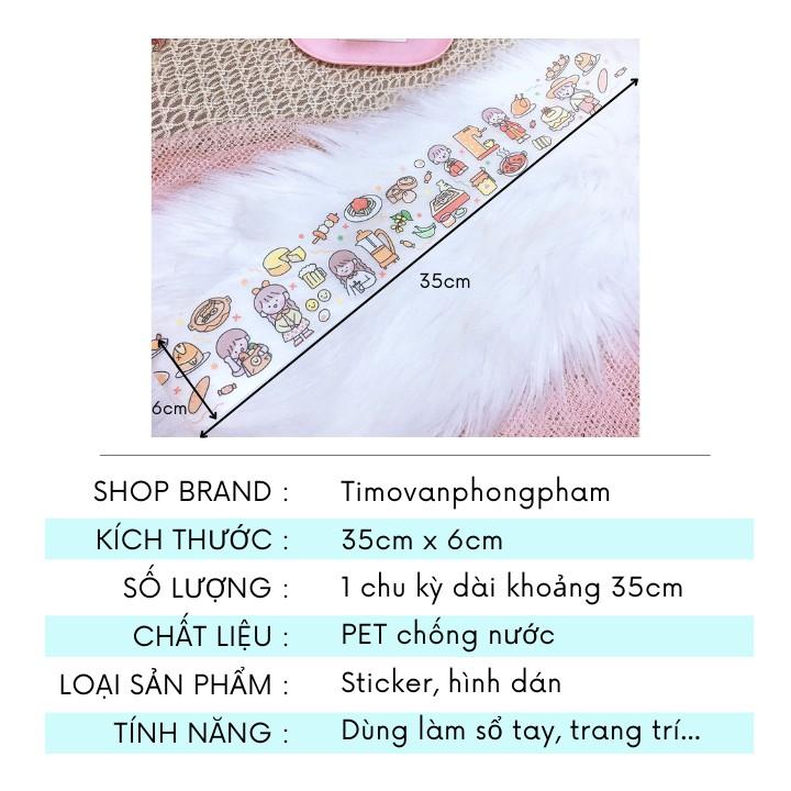 Washi tape chiết lẻ chu kỳ từ cuộn sticker cute rộng 6cm dán sổ mũ bảo hiểm trang trí sổ tay dạng trong chống nước ST10