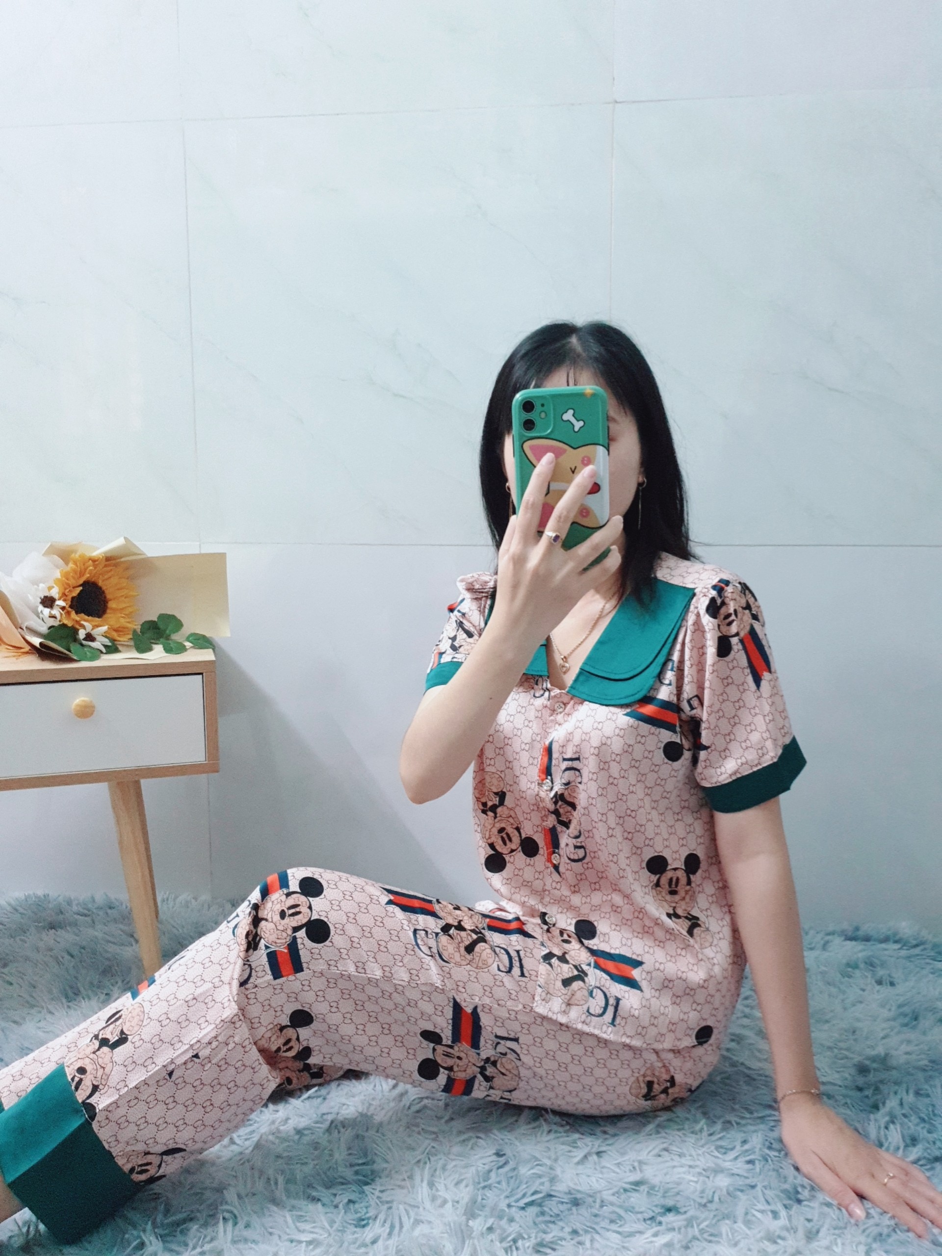 Đồ Bộ Pijama Mặc Nhà Nữ - Kiểu Dáng Dễ Thương, Sang Trọng - Vải Lụa Cao Cấp, Thoáng Mát, Mềm Mịn