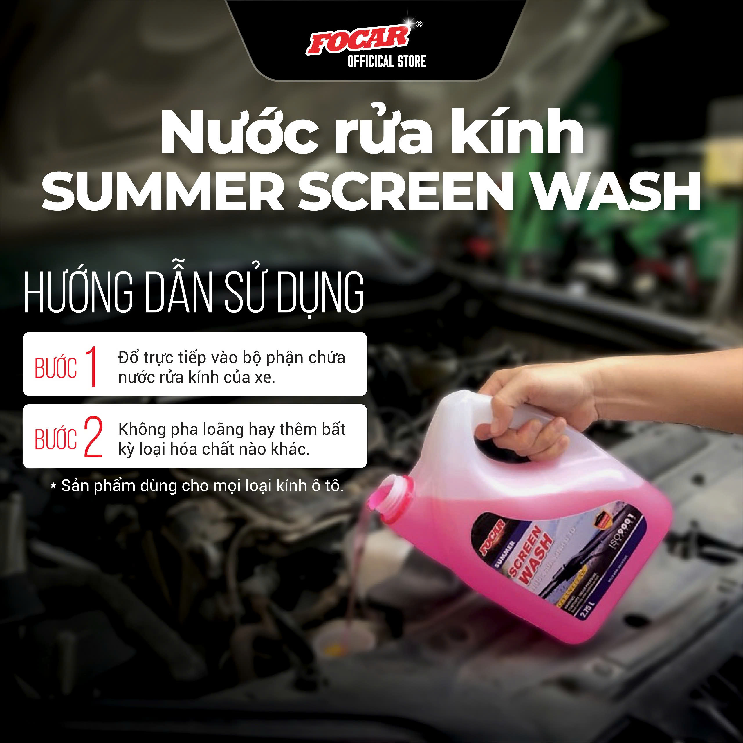 [Giá tốt] NƯỚC RỬA KÍNH Ô TÔ SUMMER-FOCAR Summer Screen Wash 2,75L - Chống bám bụi