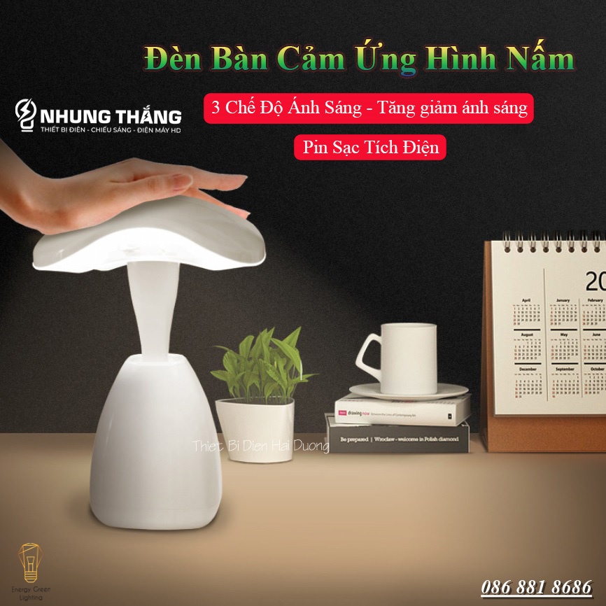 Đèn Bàn Hình Cây Nấm ZDT-5888 - 3 Chế Độ Ánh Sáng - Tăng Giảm Ánh Sáng - Pin Sạc Tích Điện