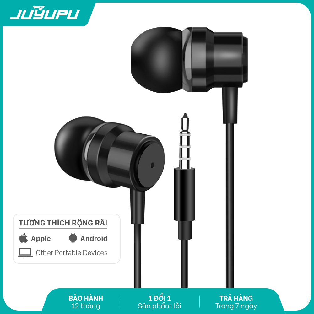 Tai nghe JUYUPU K3L jack 3.5mm nhét tai chống ồn tai nghe có dây dành cho iPhone Samsung OPPO VIVO HUAWEI XIAOMI - HÀNG CHÍNH HÃNG