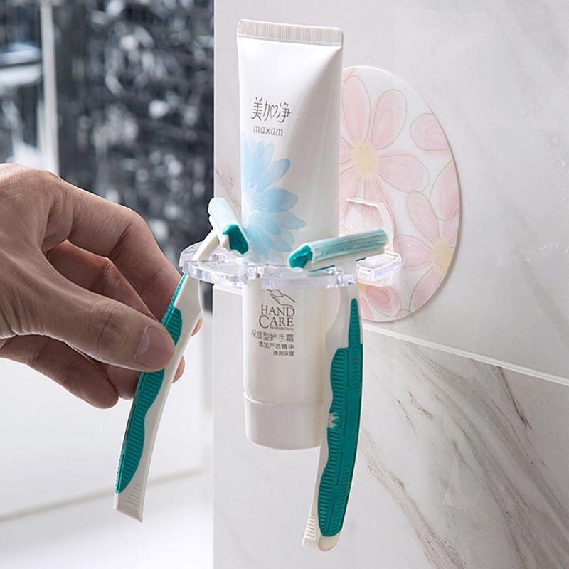 Giá treo bàn chải HOẠ TIẾT, kem đánh răng, dao cạo râu dán tường - Móc treo đồ nhà tắm dán tường để bàn chải đánh răng