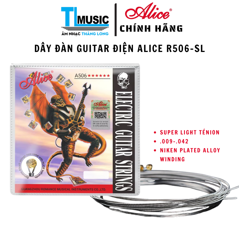 Dây Đàn Guitar Điện Alice A506-SL .009-.042 Super Light Chính Hãng Âm Thanh Sáng Bền Bộ 6 Dây