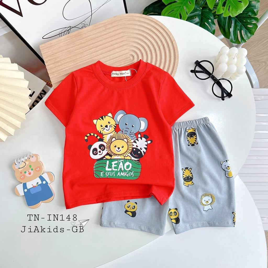 Đồ Bộ Bé Trai Bé Gái Tay ngắn Minky Mom, Quần áo trẻ em vải COTTON mềm mịn thoáng mát an toàn cho bé NN55