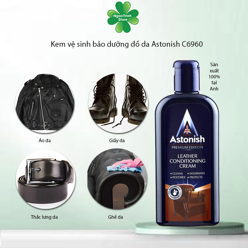 Kem vệ sinh bảo đường đồ dùng bằng da Astonish C6960 250ml chất thẩm thẩu, tái tạo lại sự đàn hồi dẻo dai của da, chăm sóc khỏi bị khô nứt, hoặc ẩm mốc dẫn đến hư tróc lớp bề mặt da