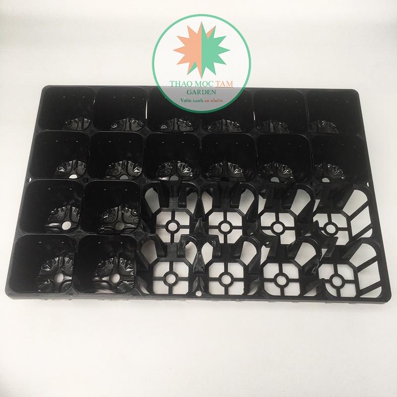 Bộ Khay 24 lỗ + 24 Chậu ươm 9.0 chuẩn Nhật - Khay ươm cây con, cây giống làm vườn
