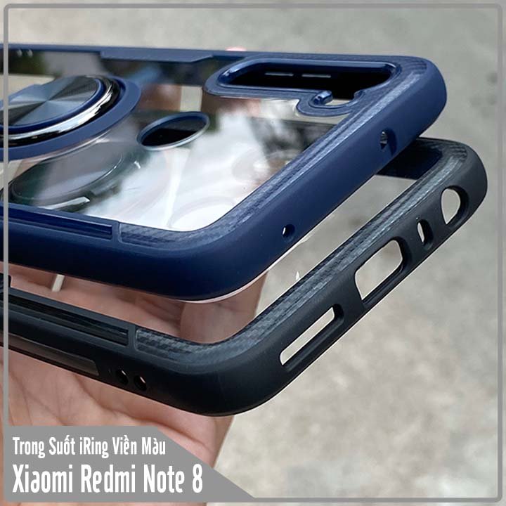 Ốp lưng cho Xiaomi Redmi Note 8 Trong Suốt Chống Sốc iRing Viền Màu