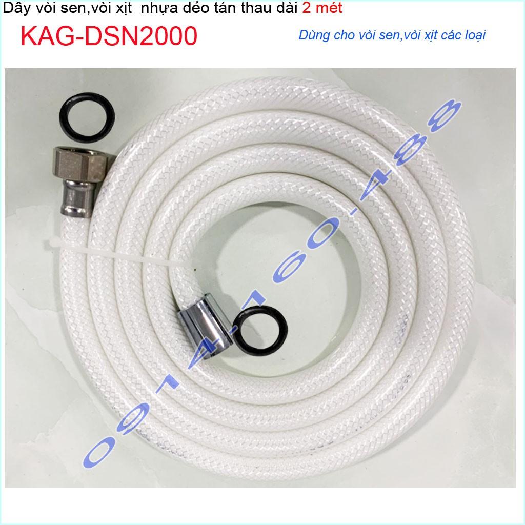 Dây sen nhựa KAG-DSN2000-2m cao cấp,dây dẫn nước vòi sen vòi xịt 2m dây bằng nhựa chịu áp lực tốt giá tốt sử dụng tốt