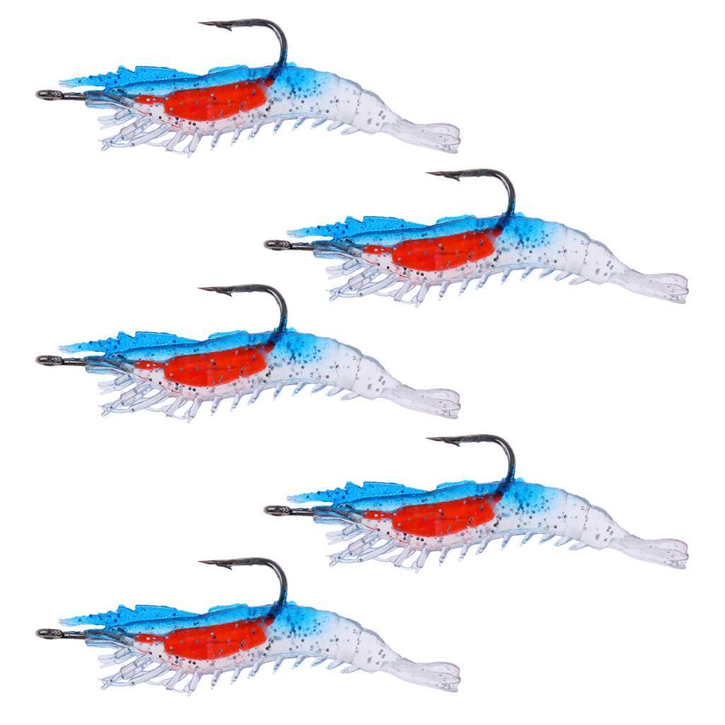 5Pcs Creative Shrimp Style Soft Prawn Sea Fishing Lure Simulation Hook Baits