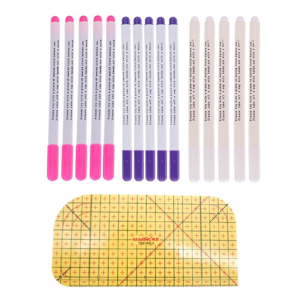 DIY Patchwork Hot Ironing Control Ruler Sewing Tools & 15 Water Soluble Pen