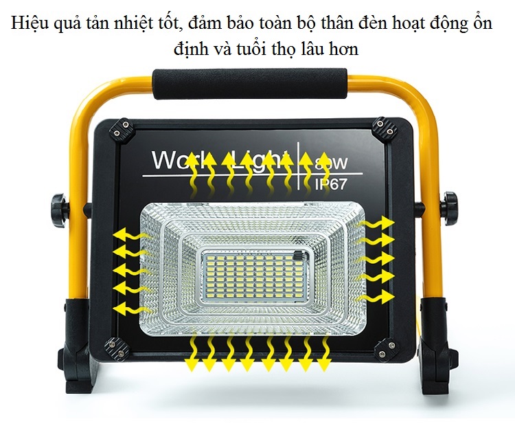 Đèn sạc ngoài trời đa năng, công suất 120W cao cấp w728 (Tặng móc khóa mini 3 chức năng trong 1)