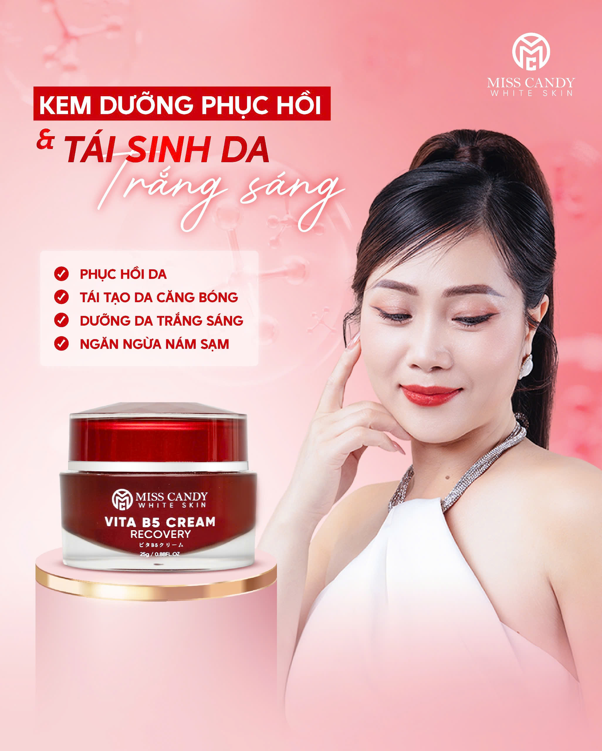 Kem Dưỡng Ẩm Phục Hồi Vita B5 Cream Miss Candy White Skin Hộp 25g