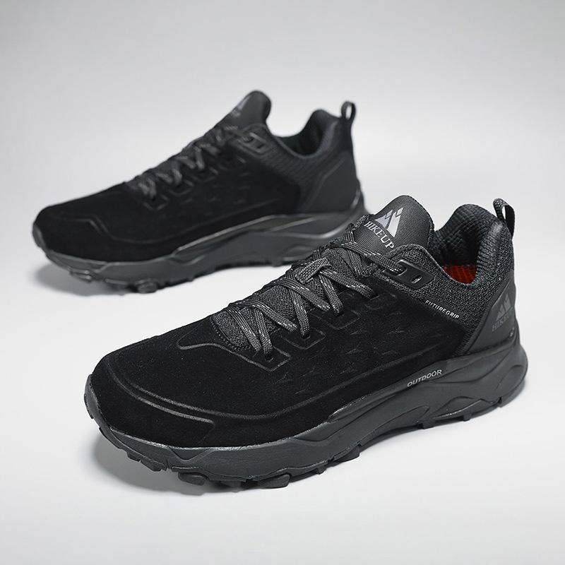 Giày đi bộ đường dài đi bộ đường dài cho nam giới chơi thể thao ngoài trời đi săn bắn giày da lộn bằng da sneaker thoáng khí không trượt Color: Black Shoe Size: 45