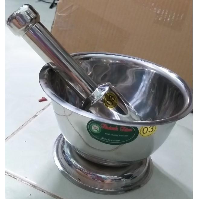 Bộ cối chày inox sáng bóng size 16cm