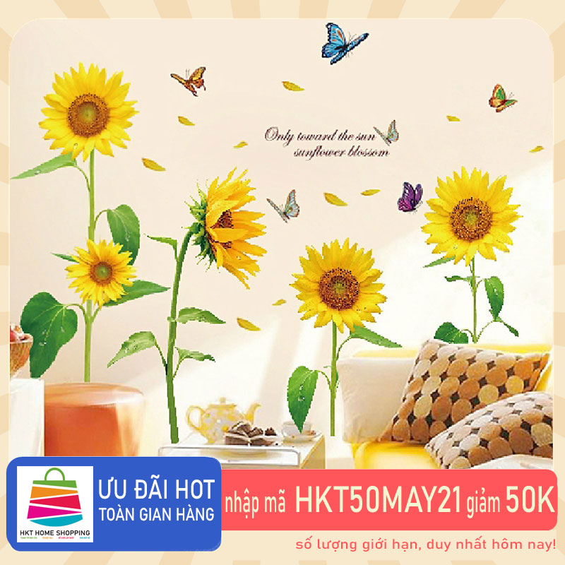 Decal dán tường hoa mặt trời đón năng XL8011 Flowerdecal