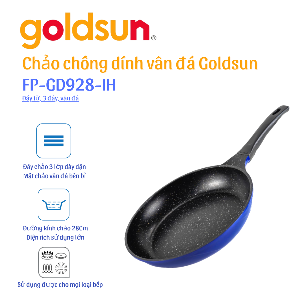 Chảo Rán Chống Dính Goldsun FP-GD928 - 28cm