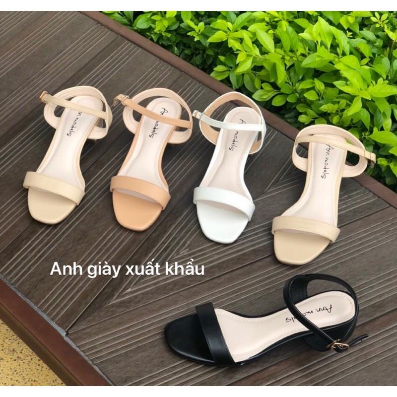 SD03 - Sandal quai ngang da lì gót vuông 3p hàng đẹp( ảnh thật, kèm video)