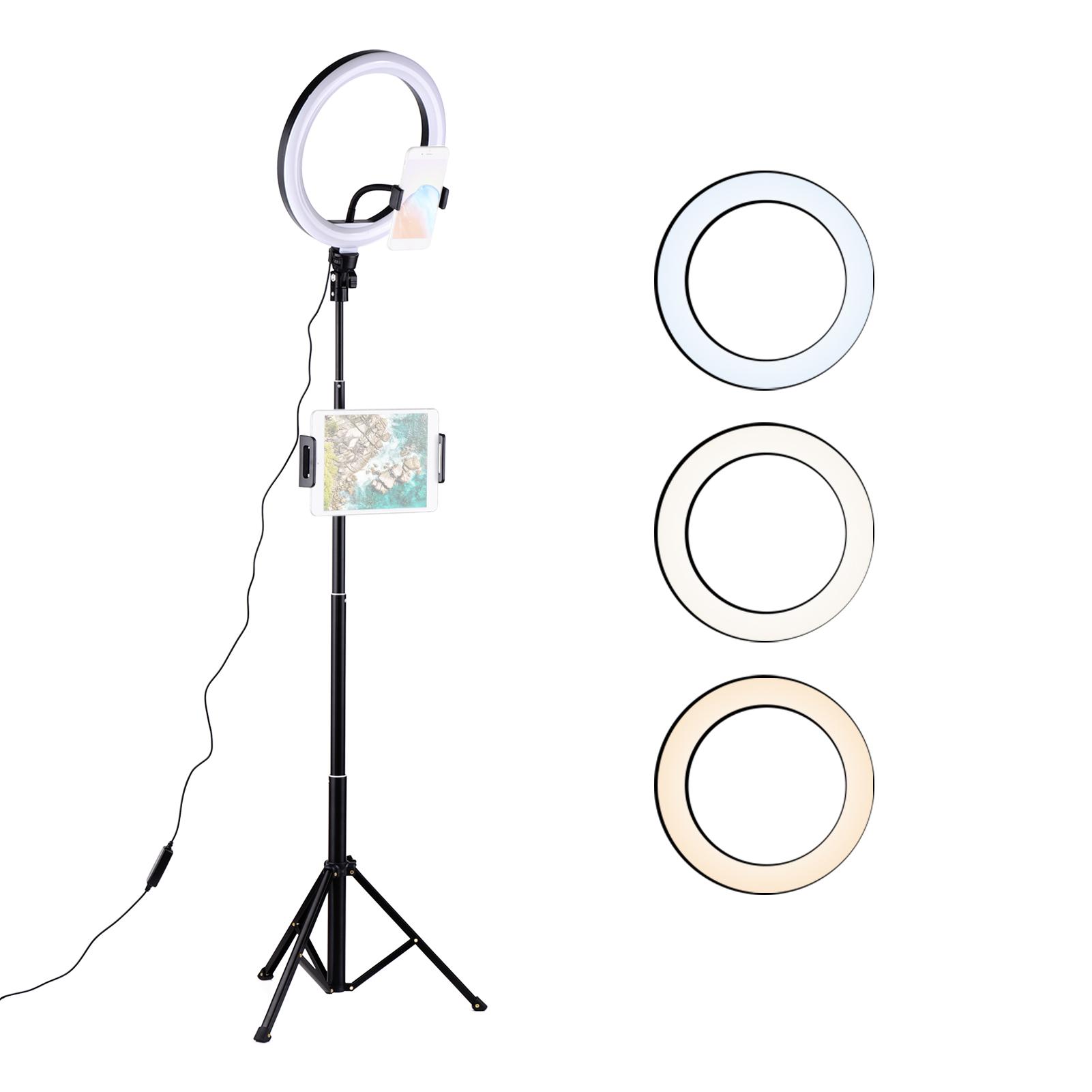 Giá đỡ điện thoại dạng Đèn LED vòng tự sướng 6 inch, 3 chế độ,10 mức độ sáng với giá đỡ ba chân - 6 inch