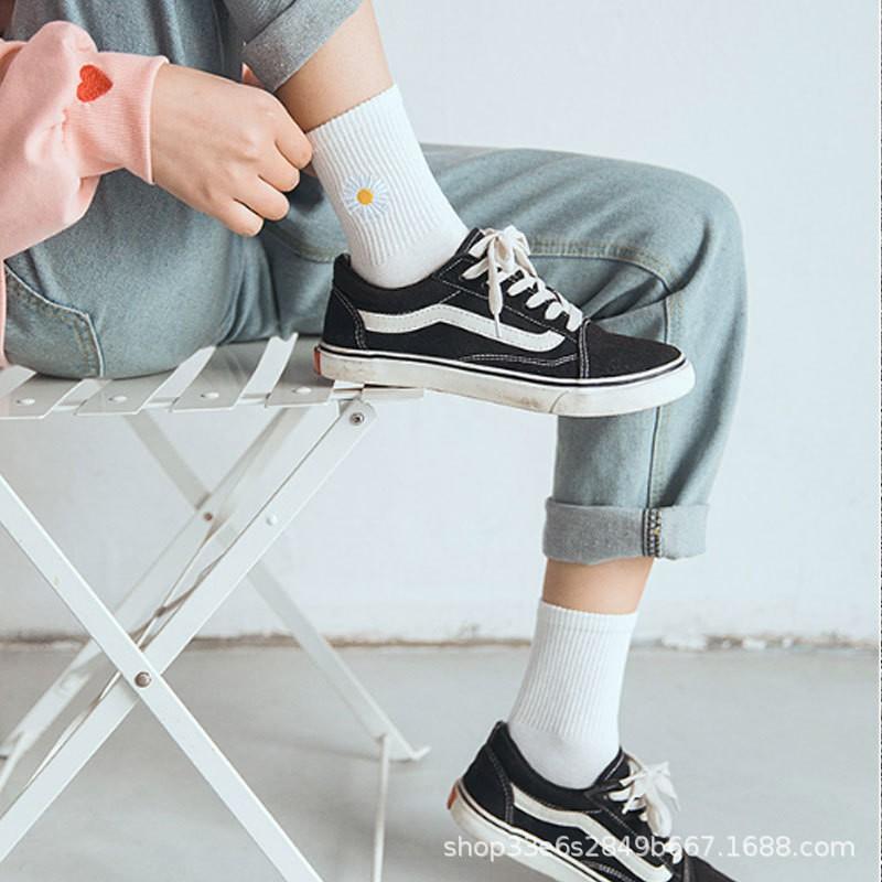 50K Tất cao cổ UNISEX cao cổ in hình HOA CÚC KOREA HOT TREND