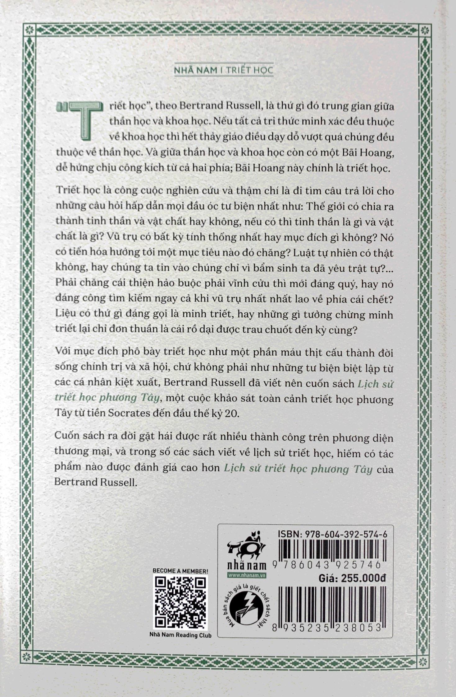 Lịch Sử Triết Học Phương Tây - Tập 1 - Triết Học Cổ Đại - Bìa Cứng