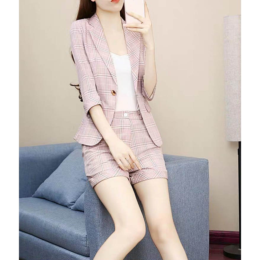 Set bộ áo vest và quần caro cá tính NT4455