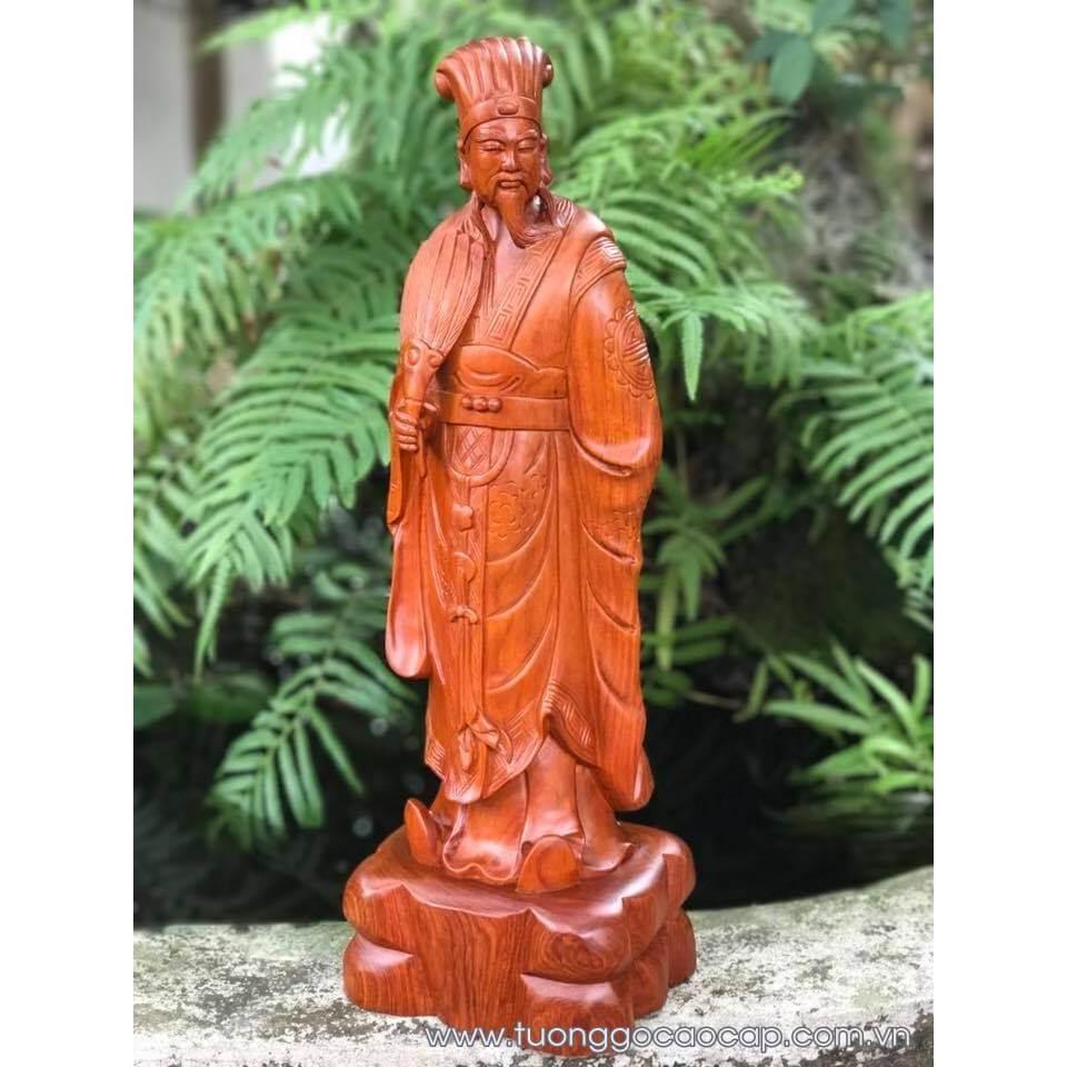 Tượng Khổng Minh gỗ hương cao 50 cm