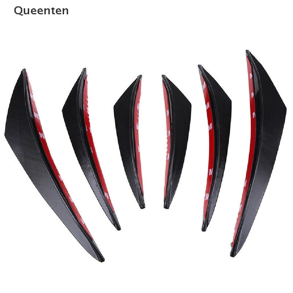 Queenten 6Pcs Car Front Bumper Lip Splitter Fins Body Spoiler Canards Refit Gloss Black QT