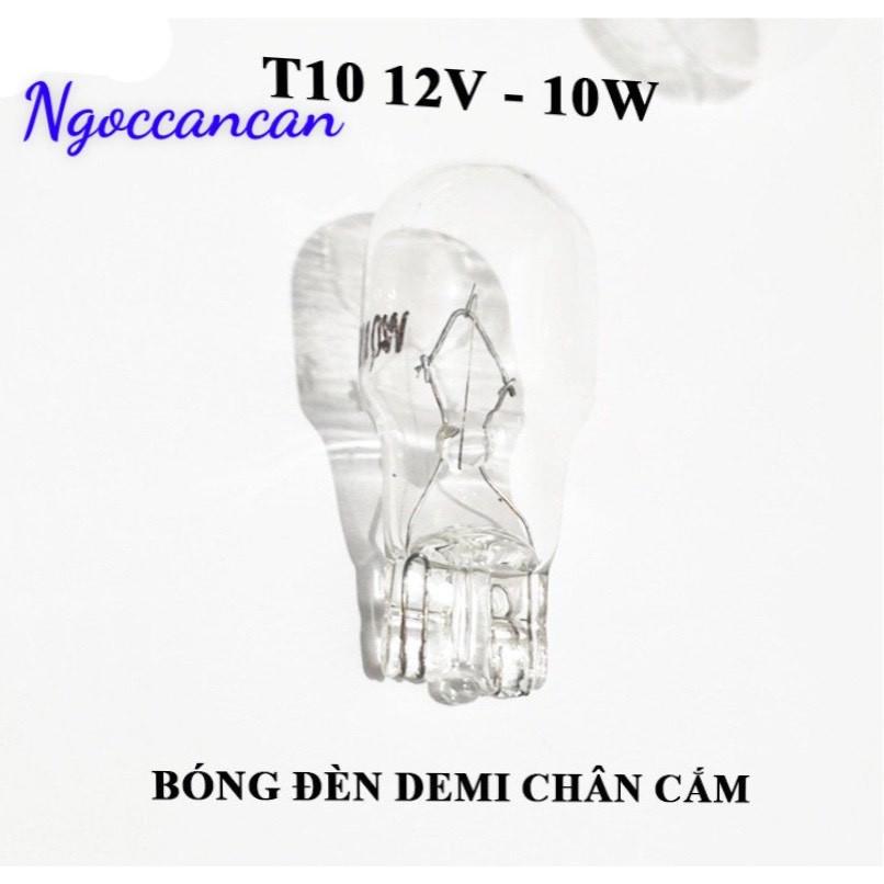 Combo 10 Bóng Đèn T10 12V 10W 1 Tóc Chân Cắm Halogen