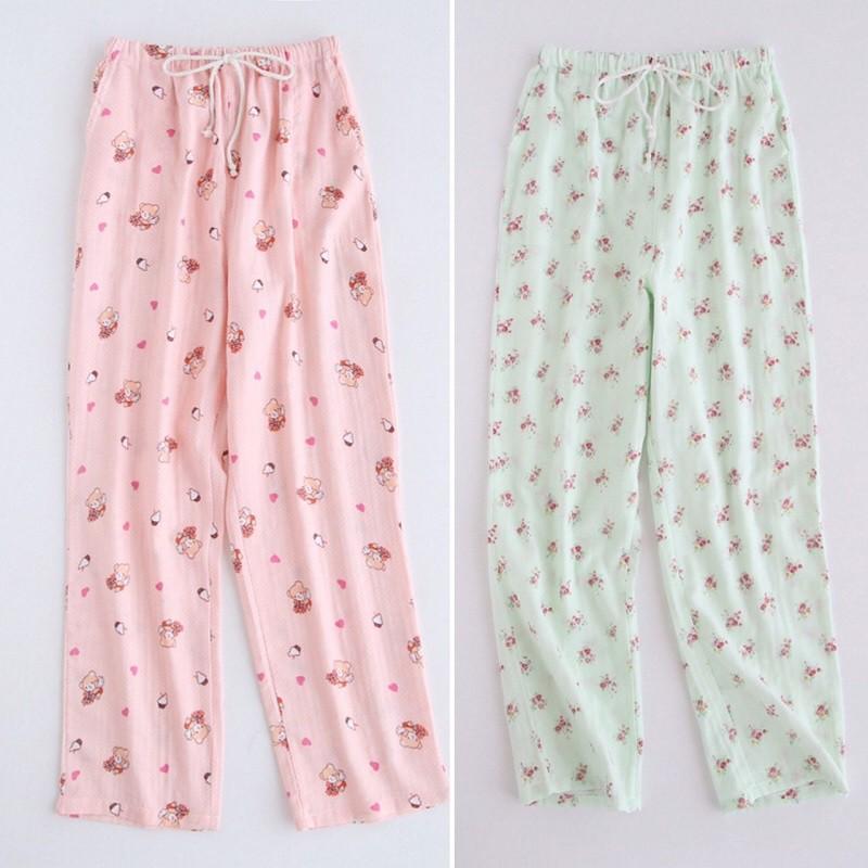 Quần suông xô cotton họa tiết