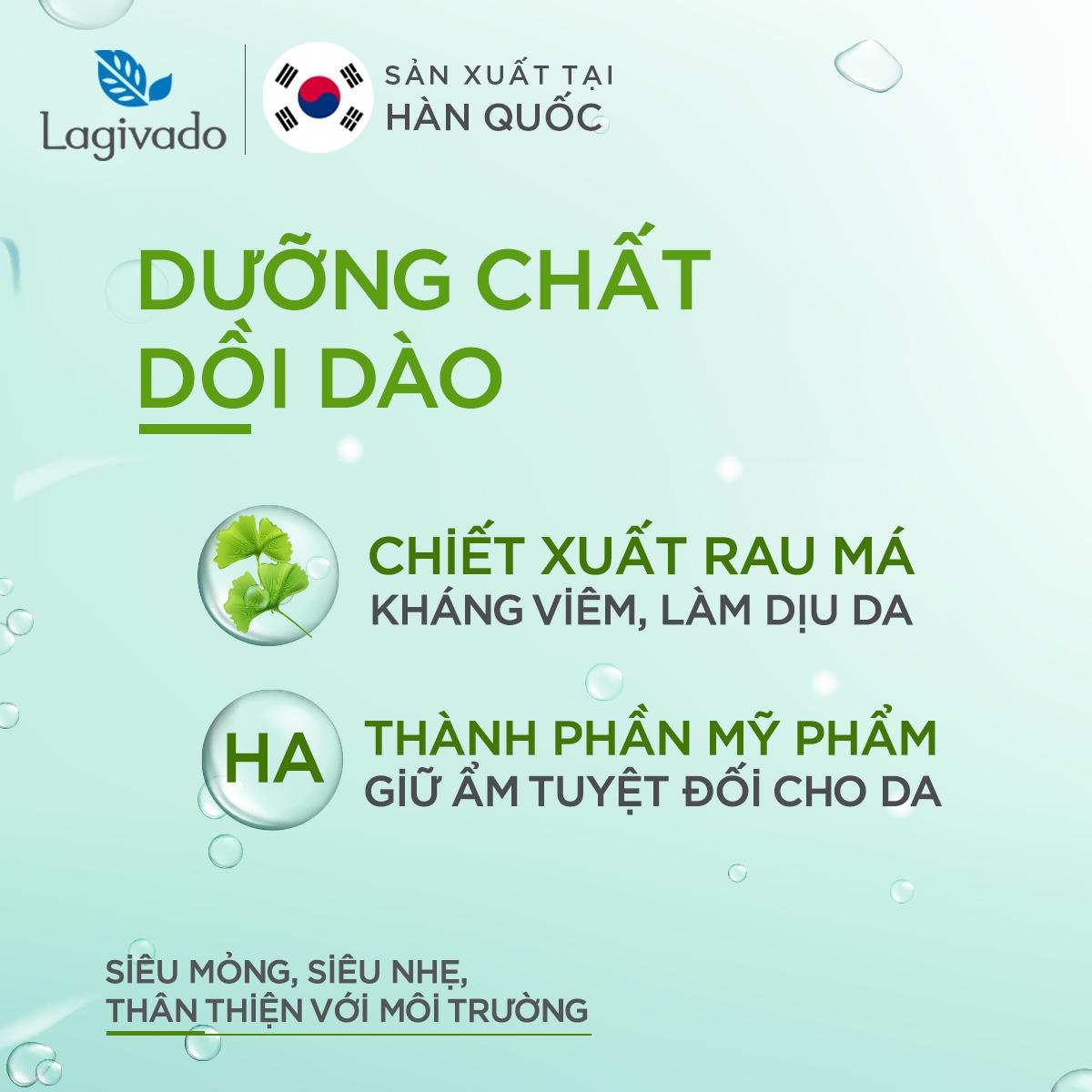 Combo 5 Mặt nạ dưỡng ẩm, trắng sáng da Hàn Quốc chính hãng Lagivado đắp mặt thư giãn, làm dịu da, cho làn da căng bóng và mềm mịn Hydra Calming Facial Mask dạng giấy