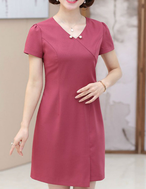 Đầm công sở tay bồng cổ đính ngọc trai