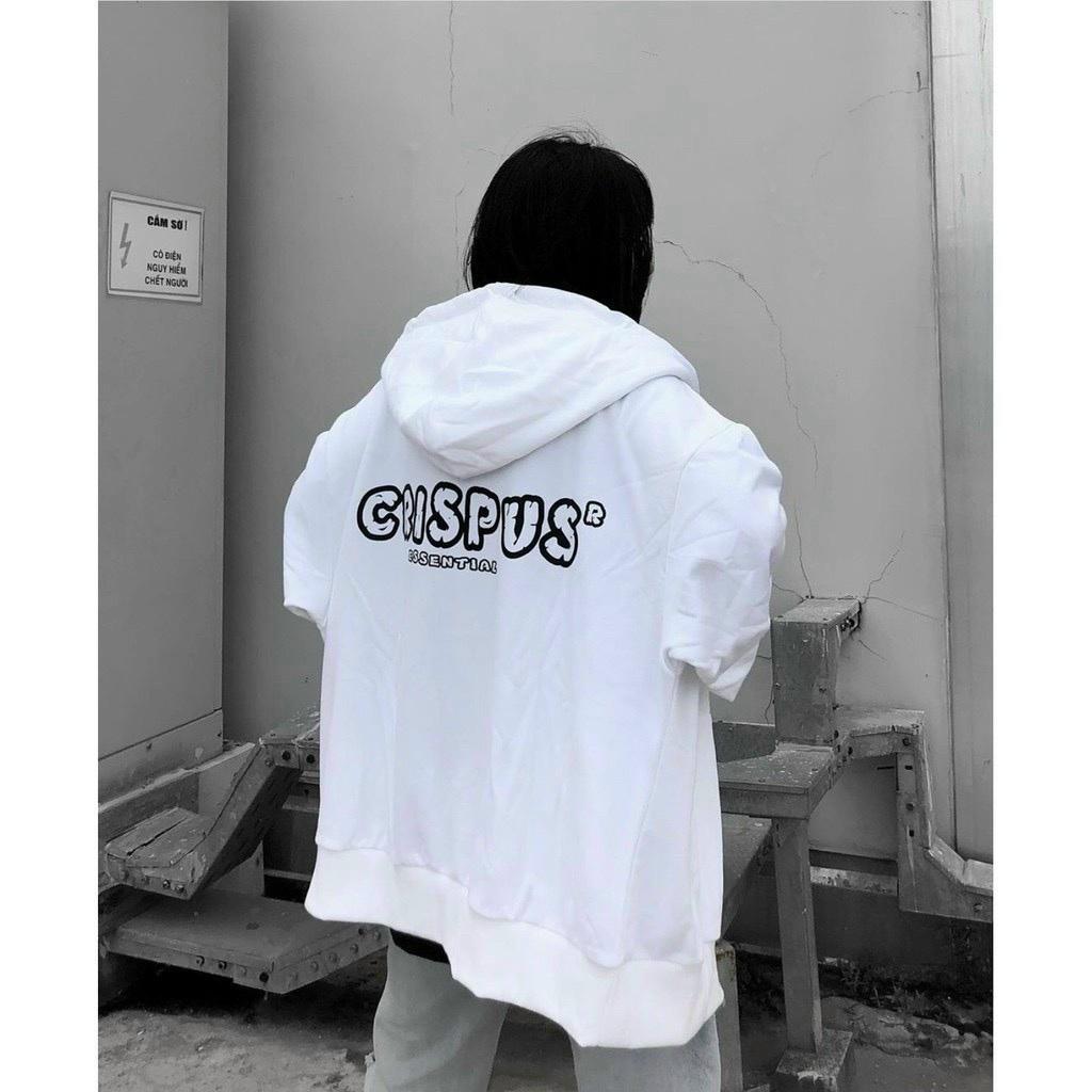 Hình ảnh Áo khoác nữ in hình CRISPUS chất nỉ khoá kéo cotton trần bông 2 lớp form hoodie siêu rộng Unisex nam nữ