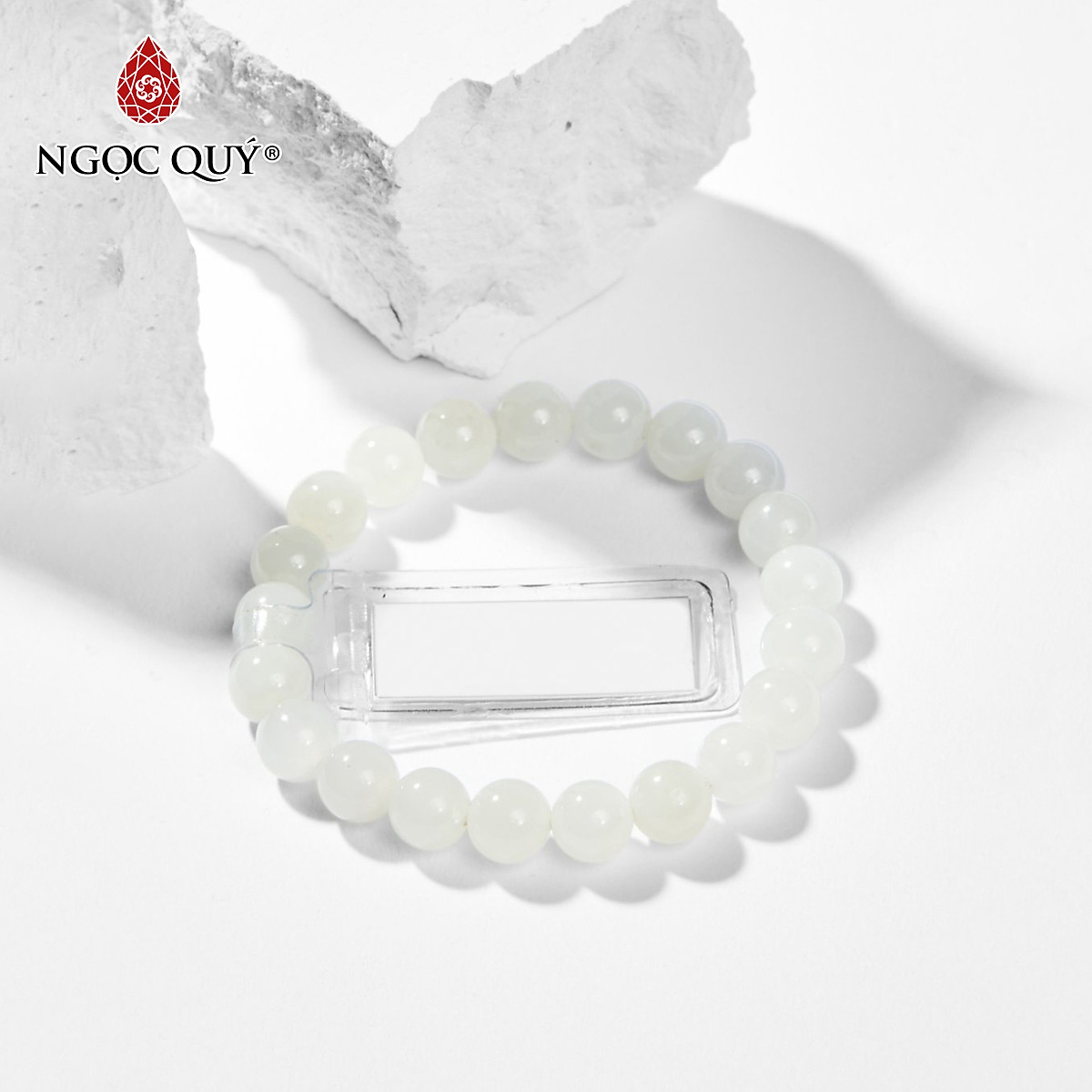 Vòng Tay Phong Thủy Đá Bạch Ngọc Size Hạt 8mm Mệnh Thủy, KIm - Ngọc Quý Gemstones