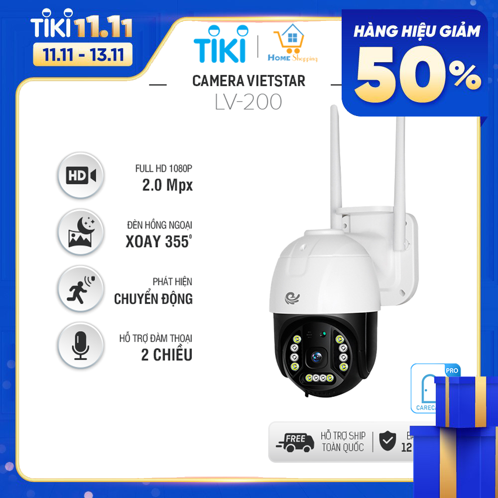 Camera Wifi Quan Sát Ngoài Trời LV-200, FULL HD, Xoay 355 Độ, Ban Đêm Có Màu - Hàng Chính Hãng