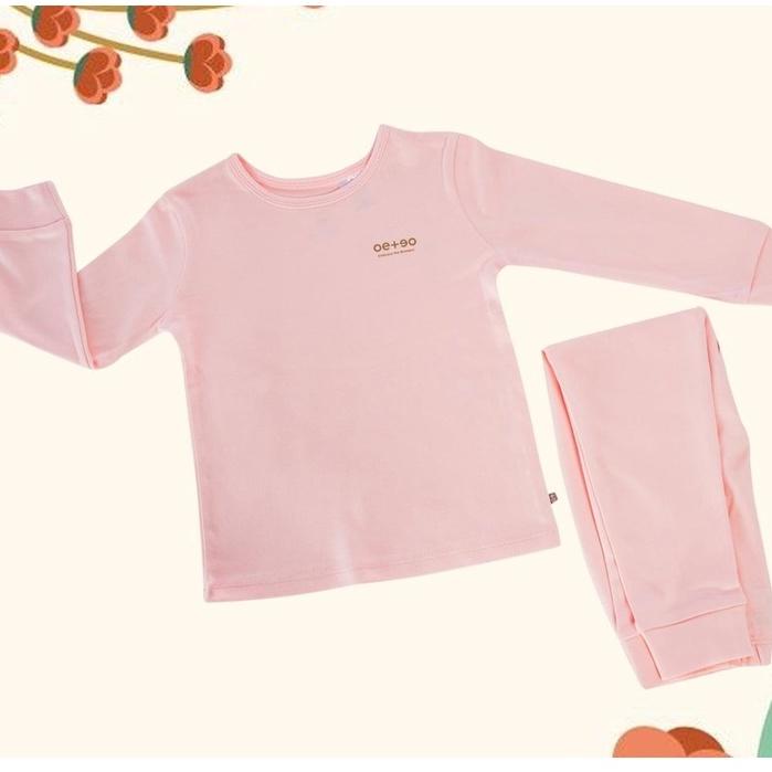 Bộ Dài Tay Cho Bé Gái Cotton Trơn Dài Tay Hồng Nhạt Pink Pastel - OETEO VN1220