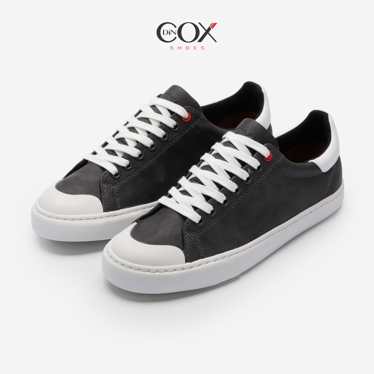 Giày Sneaker Da Nam DINCOX C13 Cách Điệu Sáng Tạo Charcoal